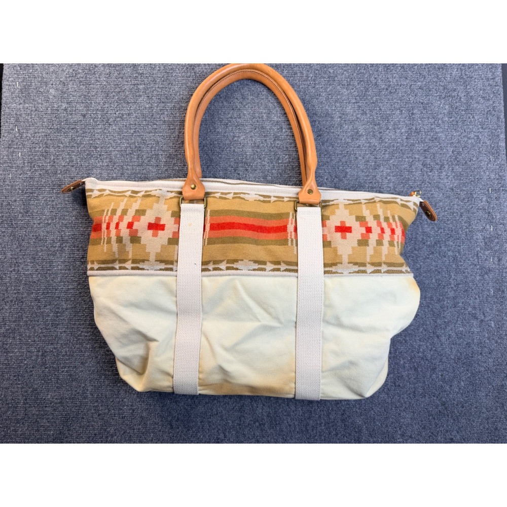 Pendleton Portland Collection Canvas Wool Tote Bag USA Made Stained NWT Tan